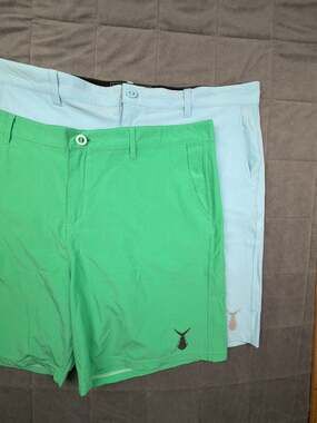 Tunaskin Men's Performance Golf Fishing Shorts Size 42 Lot of 2 Green & Blue